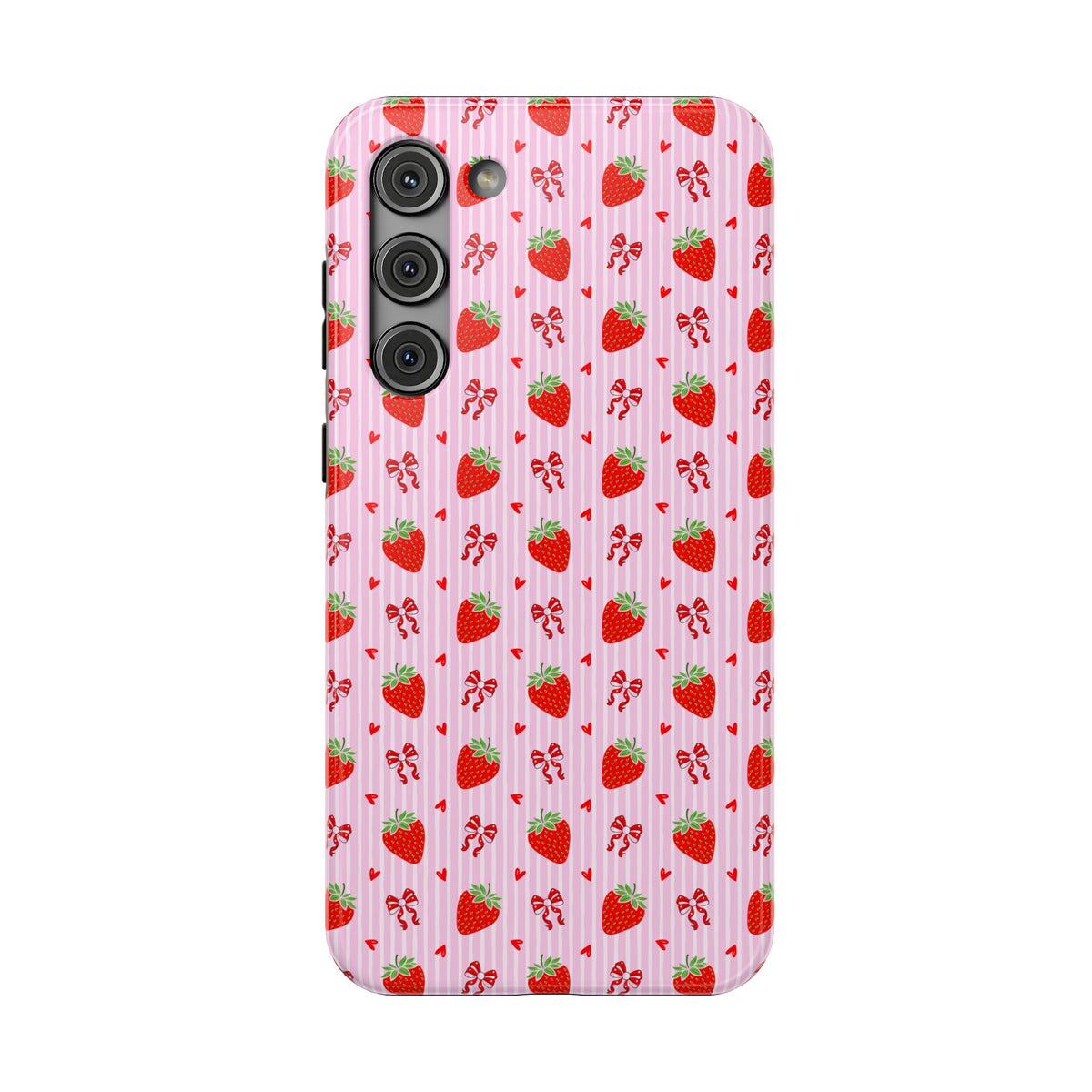 Strawberry Bow protective phone case for Samsung Galaxy S23 Plus, glossy finish