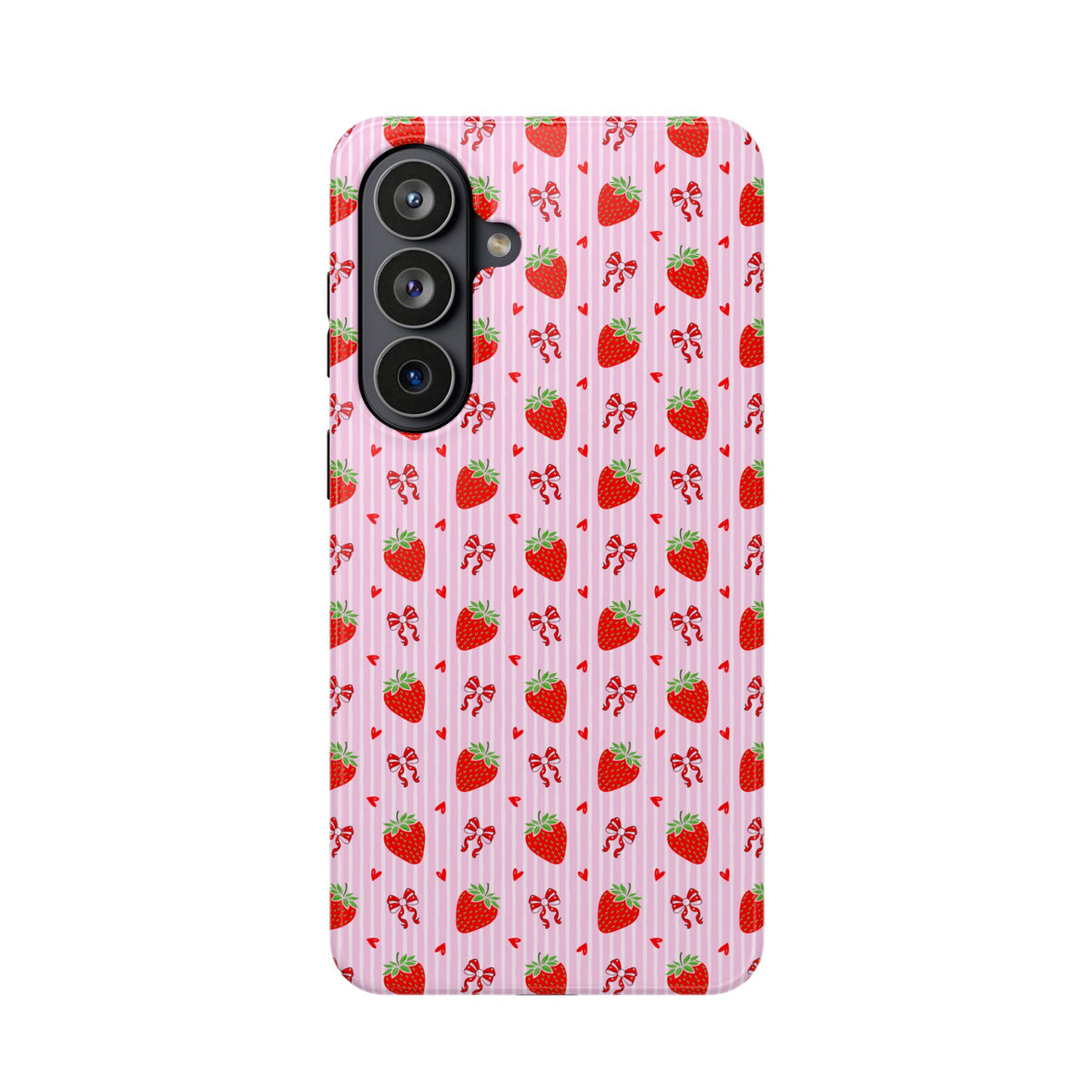 Strawberry Bow protective phone case for Samsung Galaxy S26 Plus, glossy finish