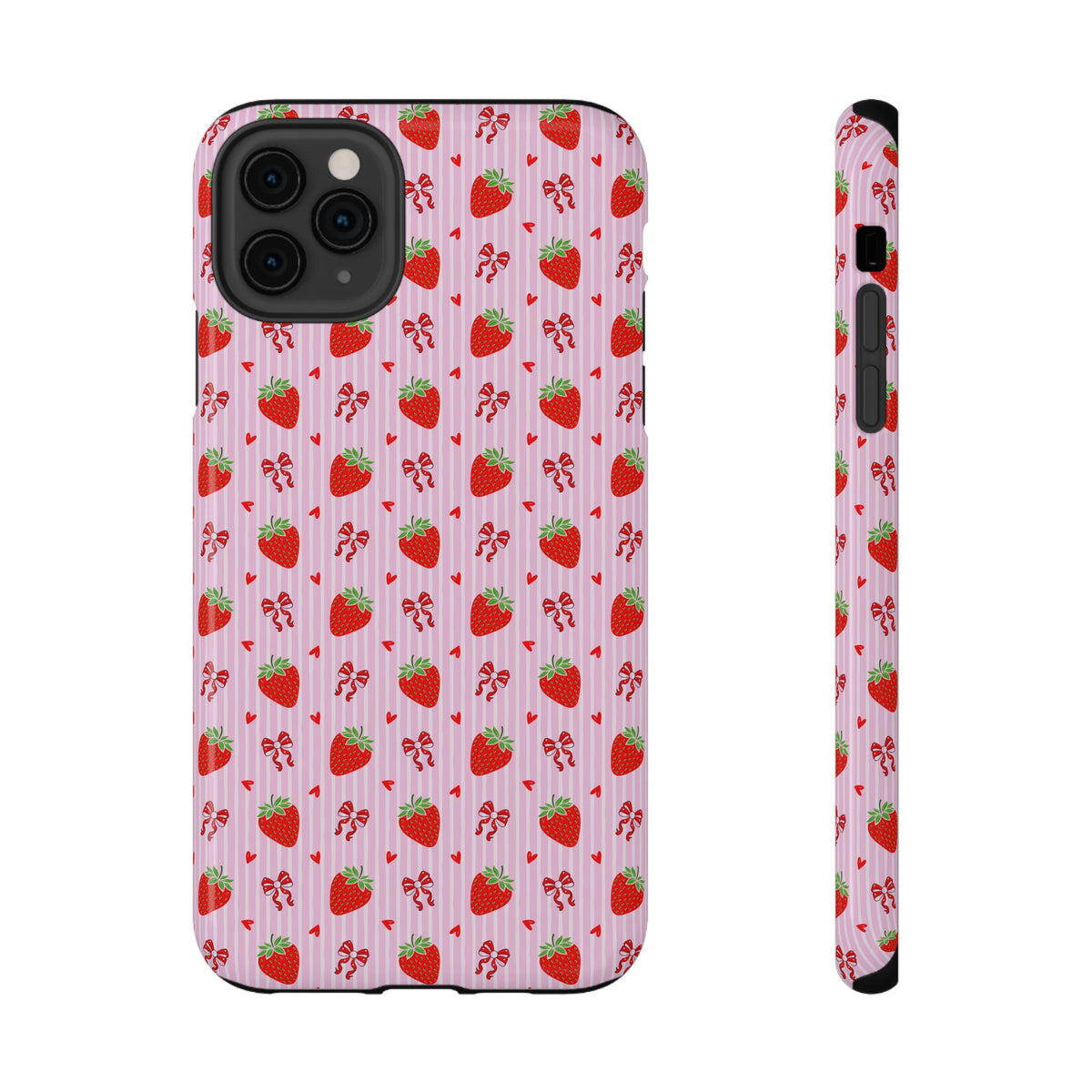 Strawberry Bow protective phone case for iPhone 11 Pro Max, glossy finish