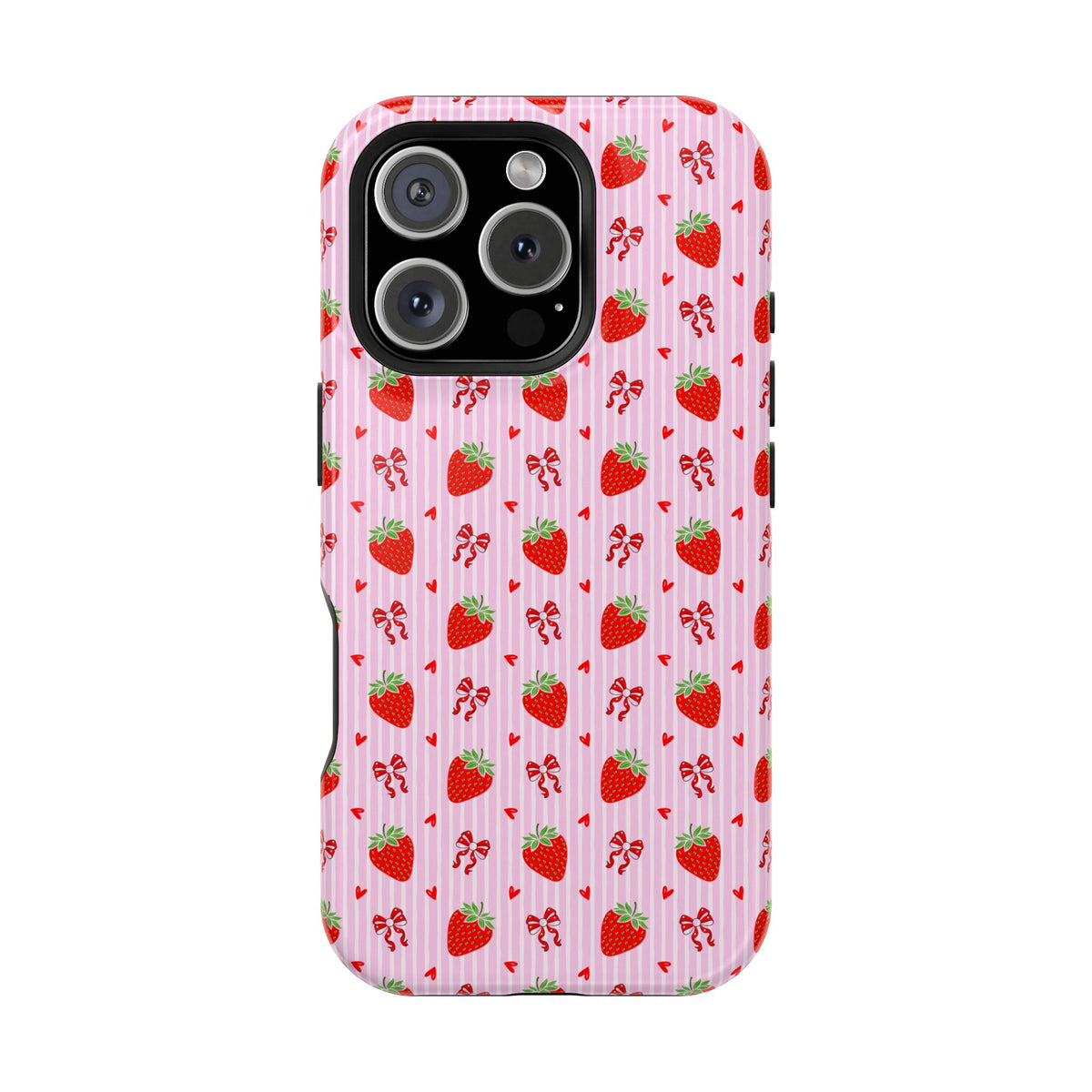 Strawberry Bow MagSafe case for iPhone 16 Pro, glossy finish