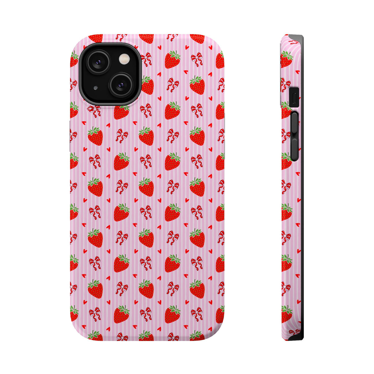 Strawberry Bow MagSafe case for iPhone 14 Plus, glossy finish