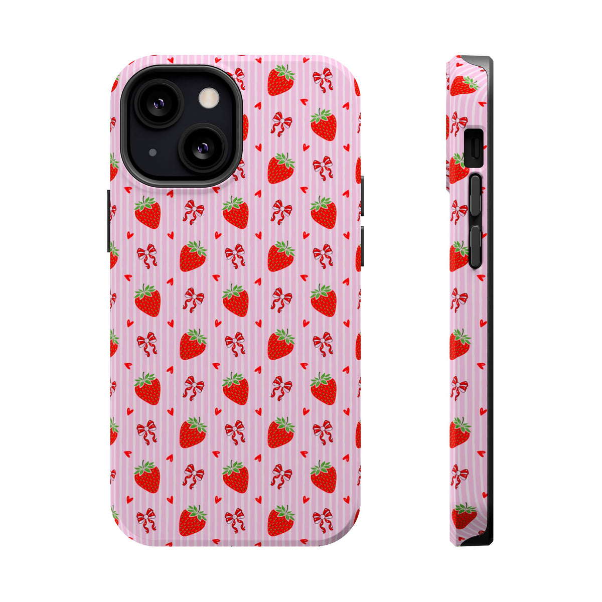 Strawberry Bow MagSafe case for iPhone 13 Mini, glossy finish