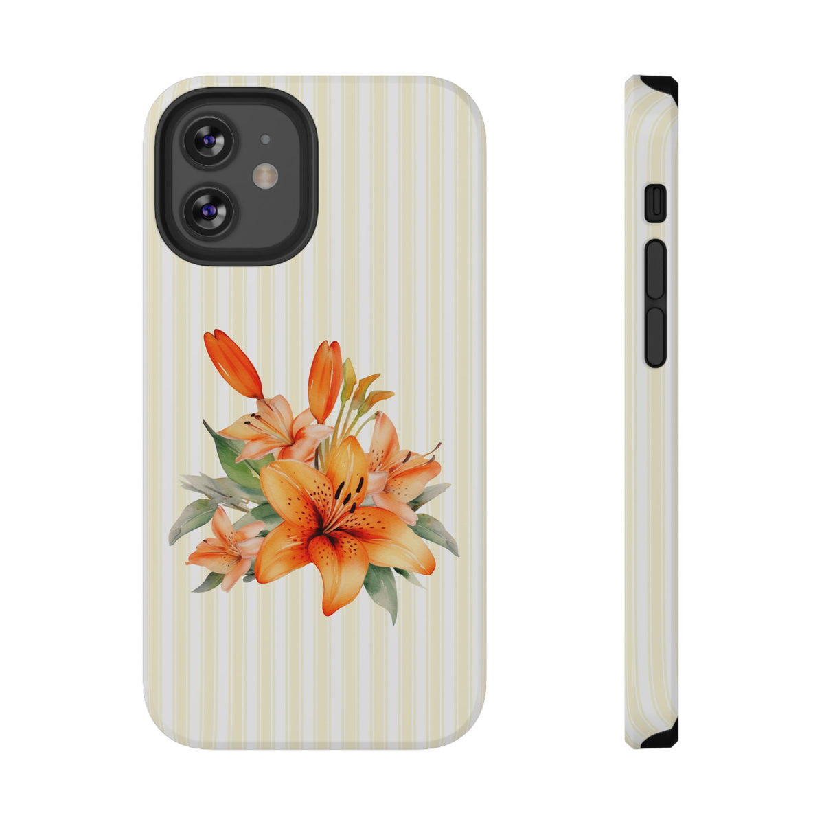 Sunny Lily Stripe protective phone case for iPhone 12 Mini, glossy finish