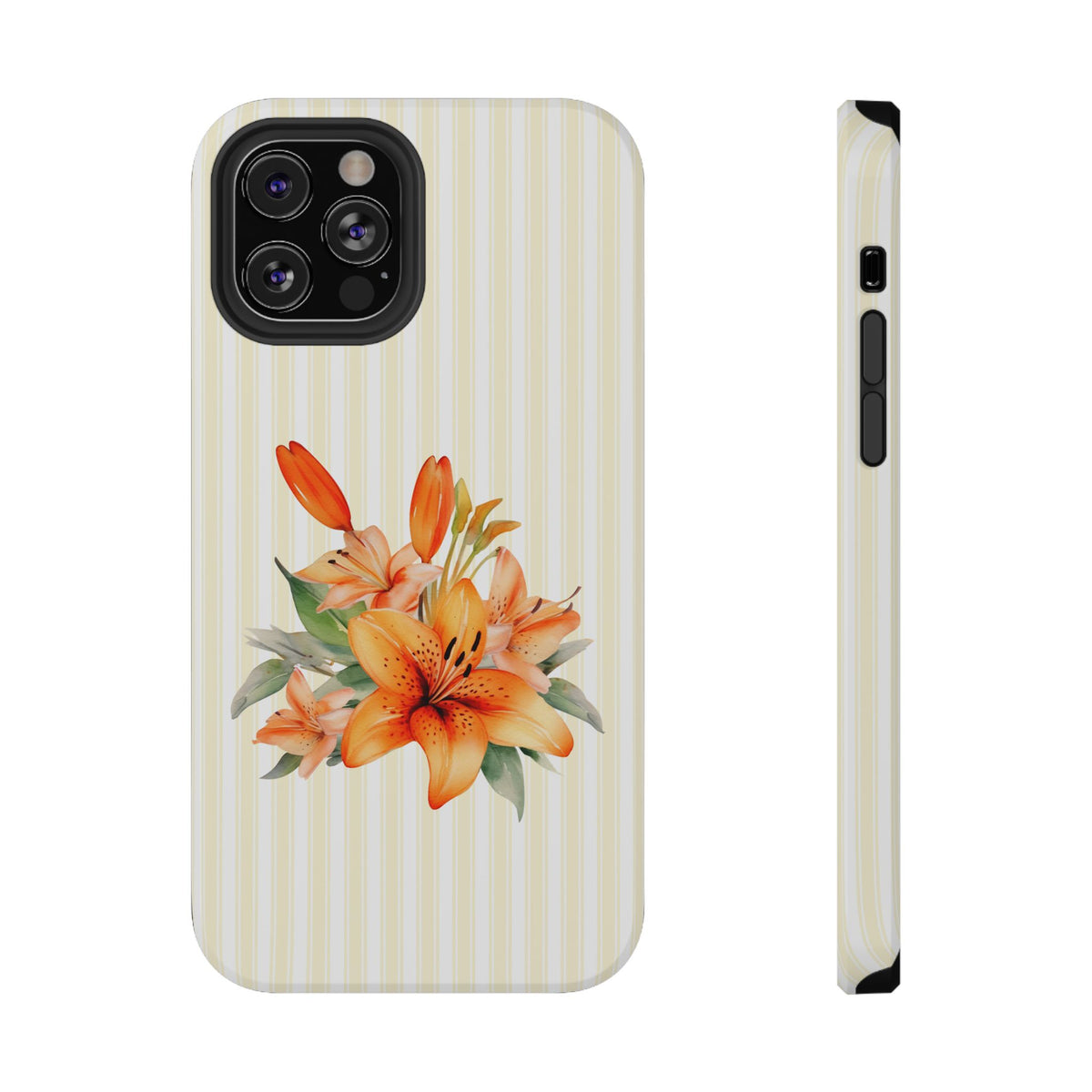 Sunny Lily Stripe protective phone case for iPhone 12 Pro, glossy finish