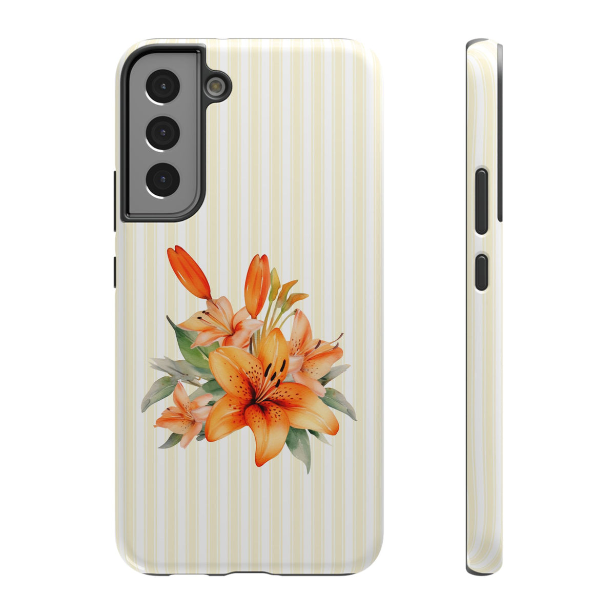 Sunny Lily Stripe protective phone case for Samsung Galaxy S22 Plus, glossy finish