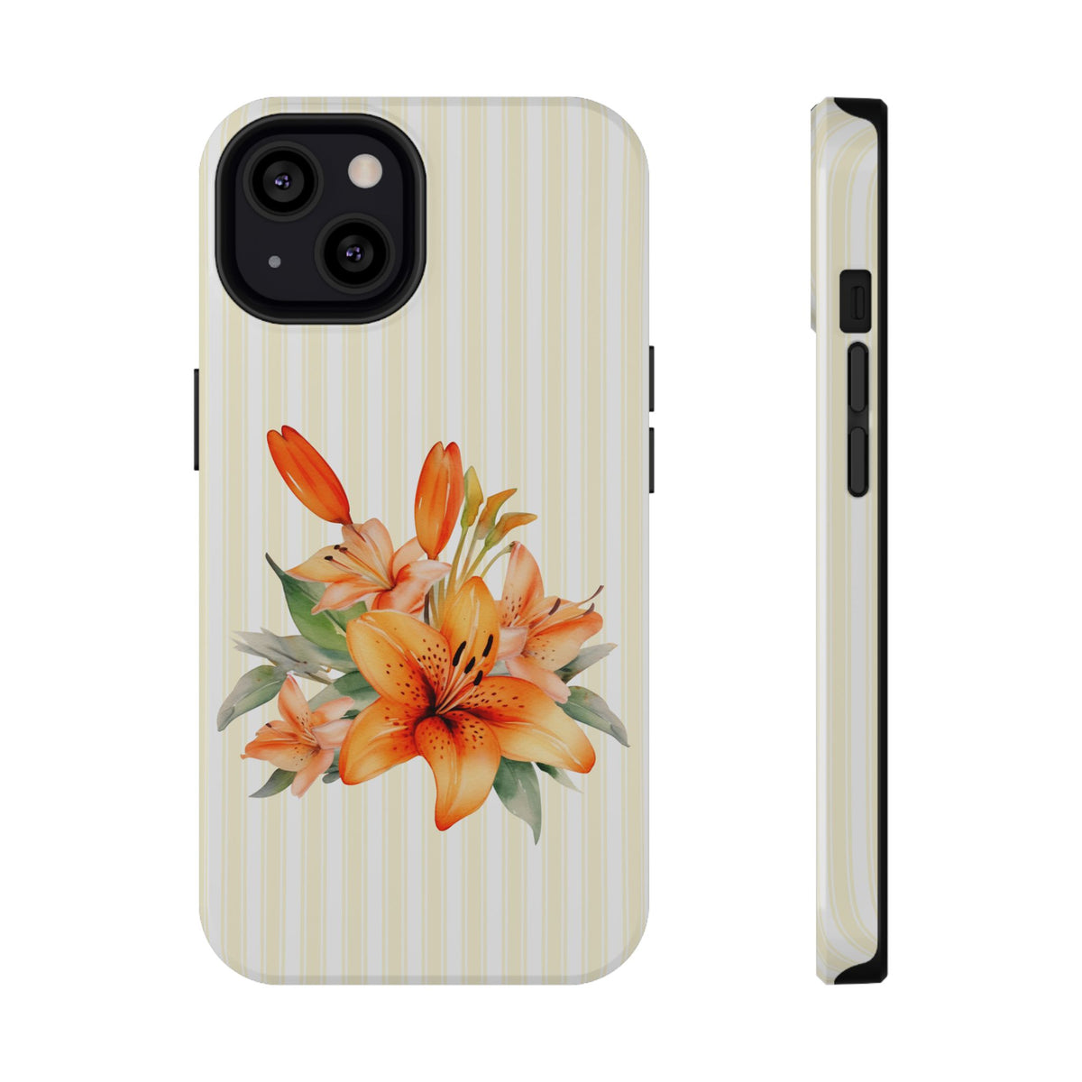Sunny Lily Stripe protective phone case for iPhone 13, glossy finish