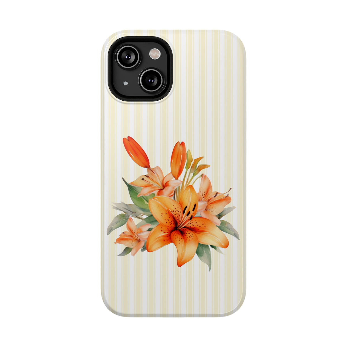 Sunny Lily Stripe protective phone case for iPhone 14, glossy finish