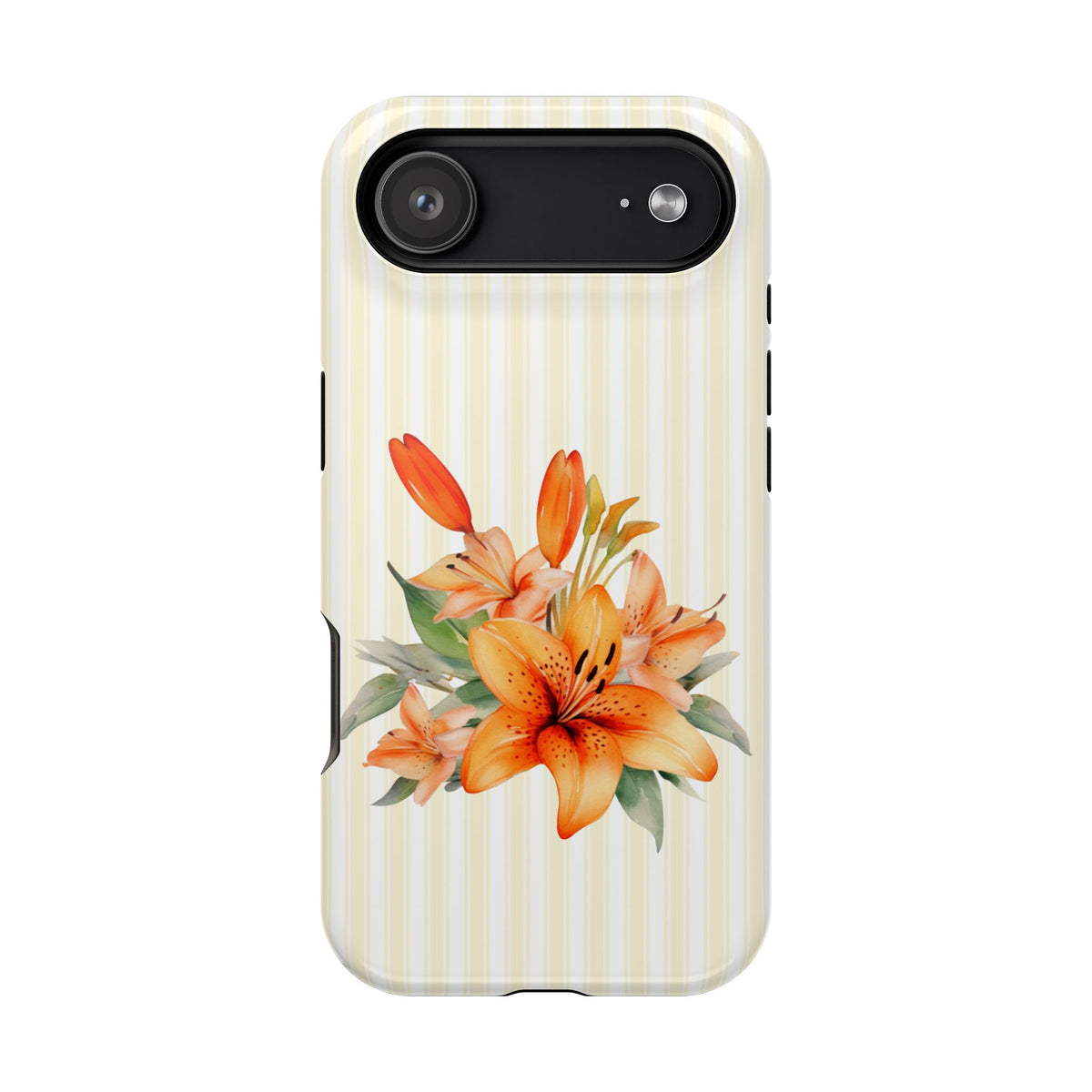 Sunny Lily Stripe protective phone case for iPhone 17 Air, glossy finish