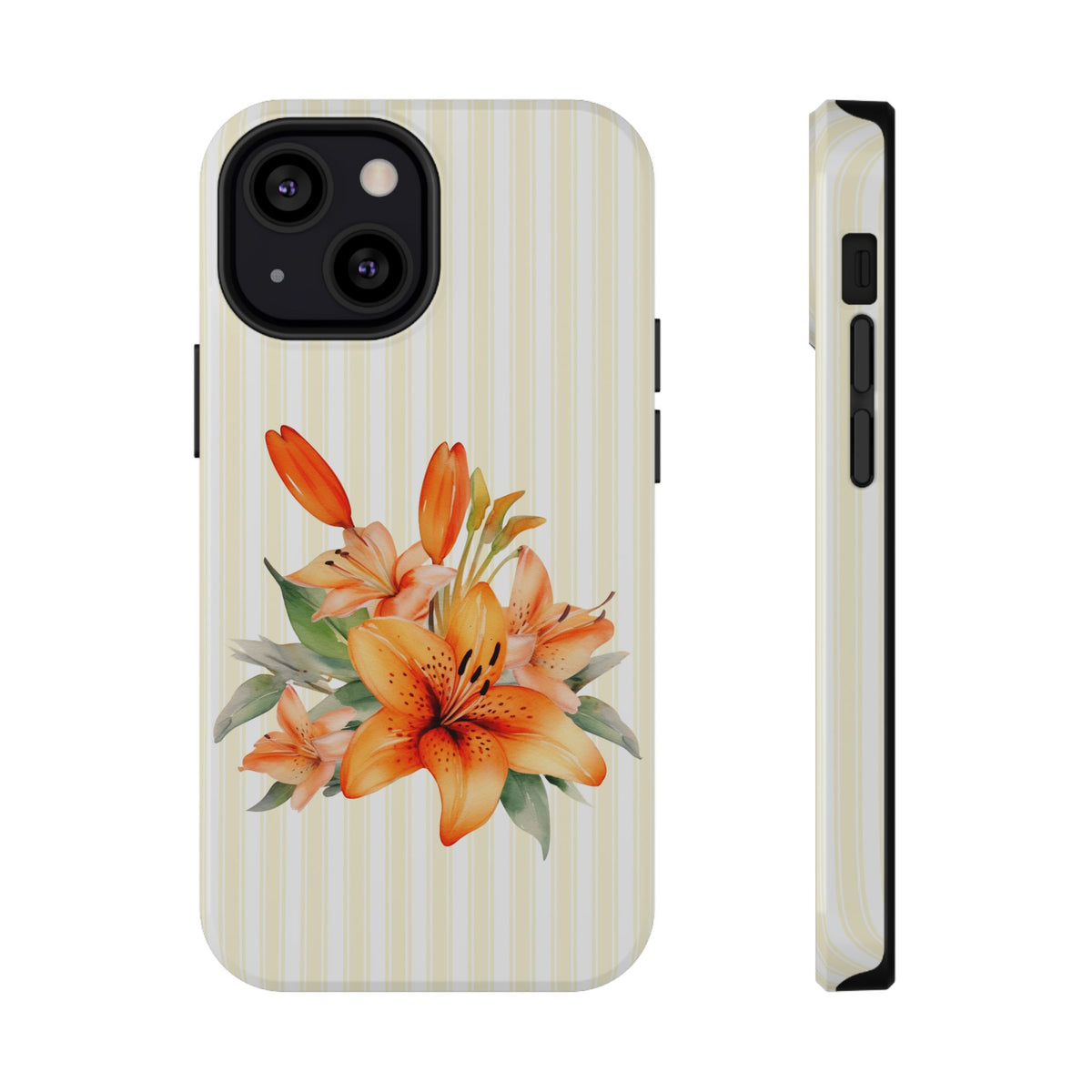 Sunny Lily Stripe protective phone case for iPhone 13 Mini, glossy finish