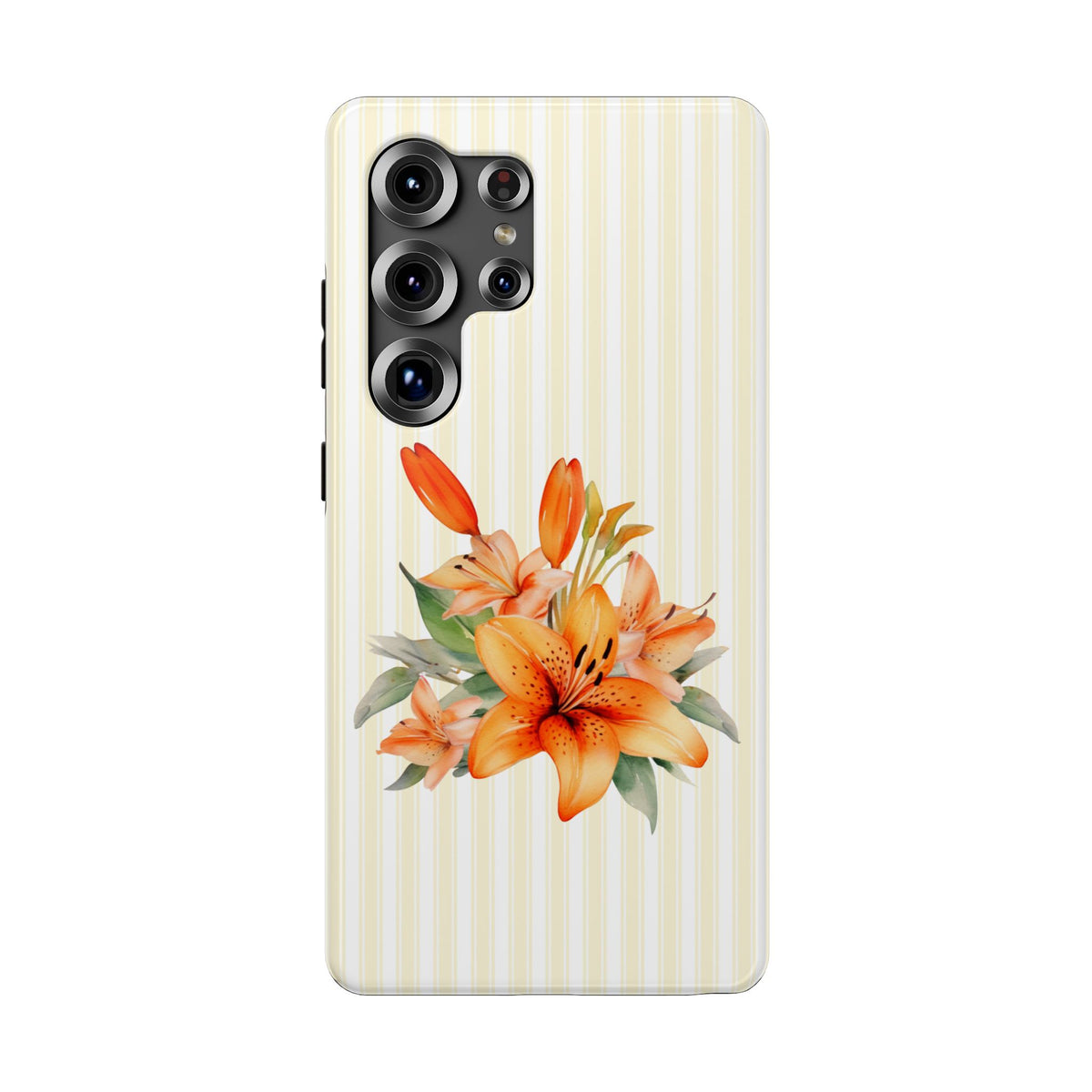 Sunny Lily Stripe protective phone case for Samsung Galaxy S25 Ultra, glossy finish