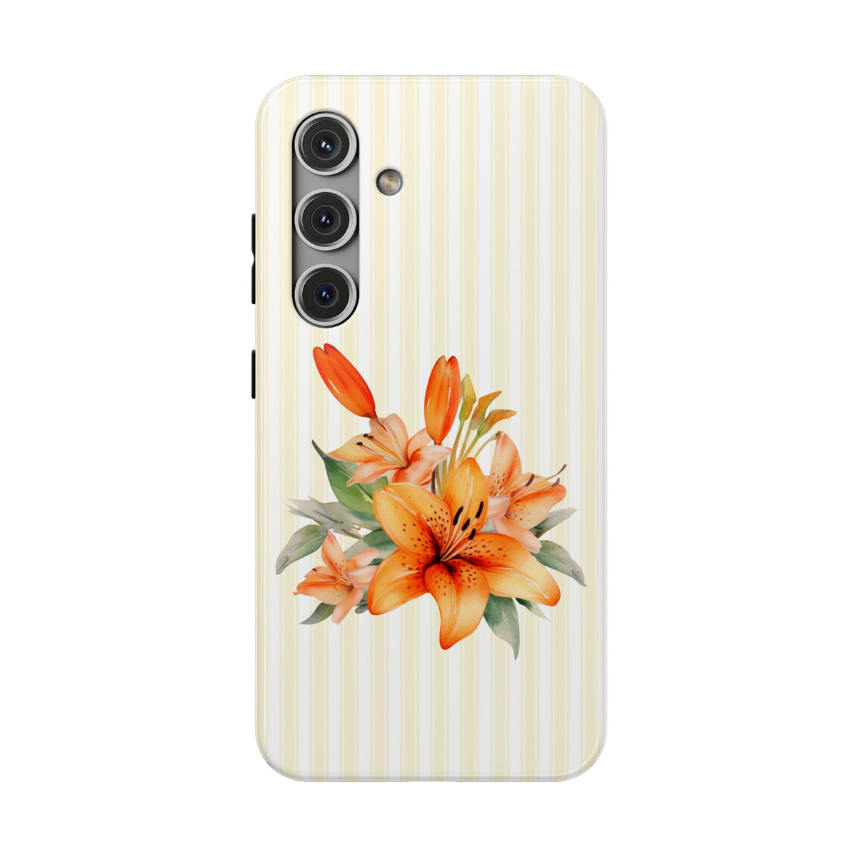 Sunny Lily Stripe protective phone case for Samsung Galaxy S24, glossy finish