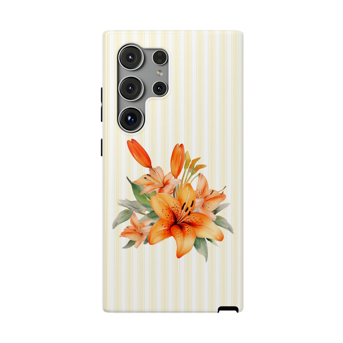 Sunny Lily Stripe protective phone case for Samsung Galaxy S24 Ultra, glossy finish
