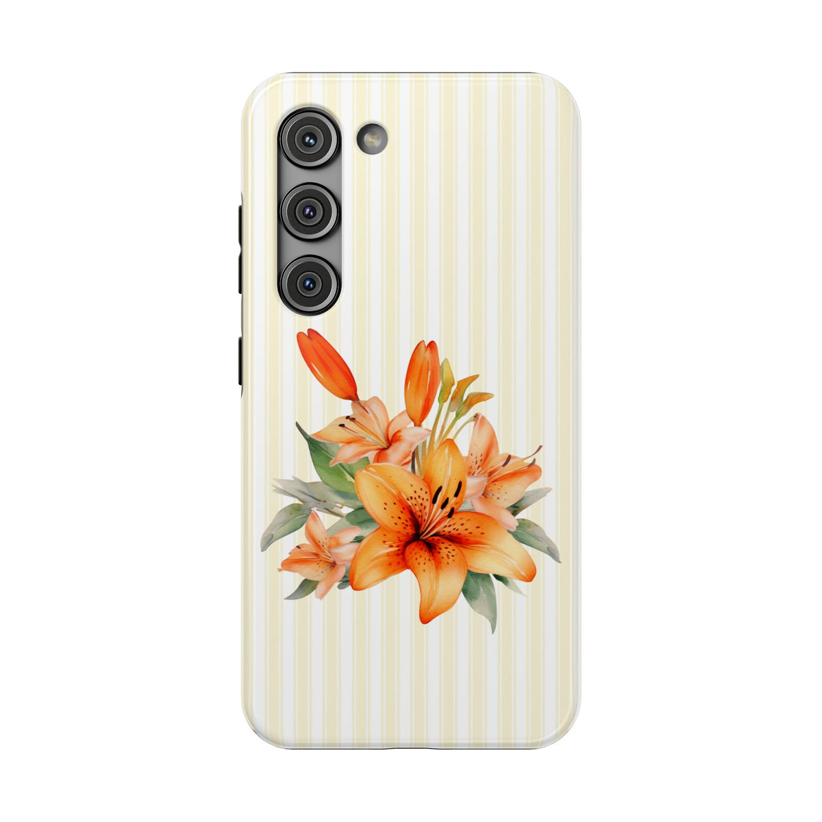 Sunny Lily Stripe protective phone case for Samsung Galaxy S23, glossy finish