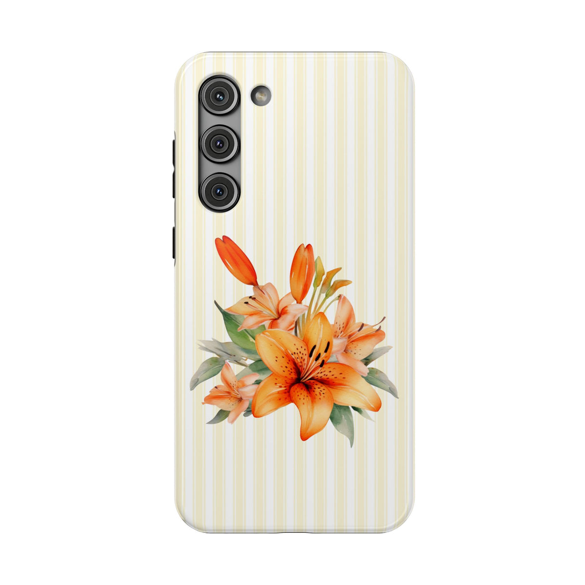 Sunny Lily Stripe protective phone case for Samsung Galaxy S23 Plus, glossy finish