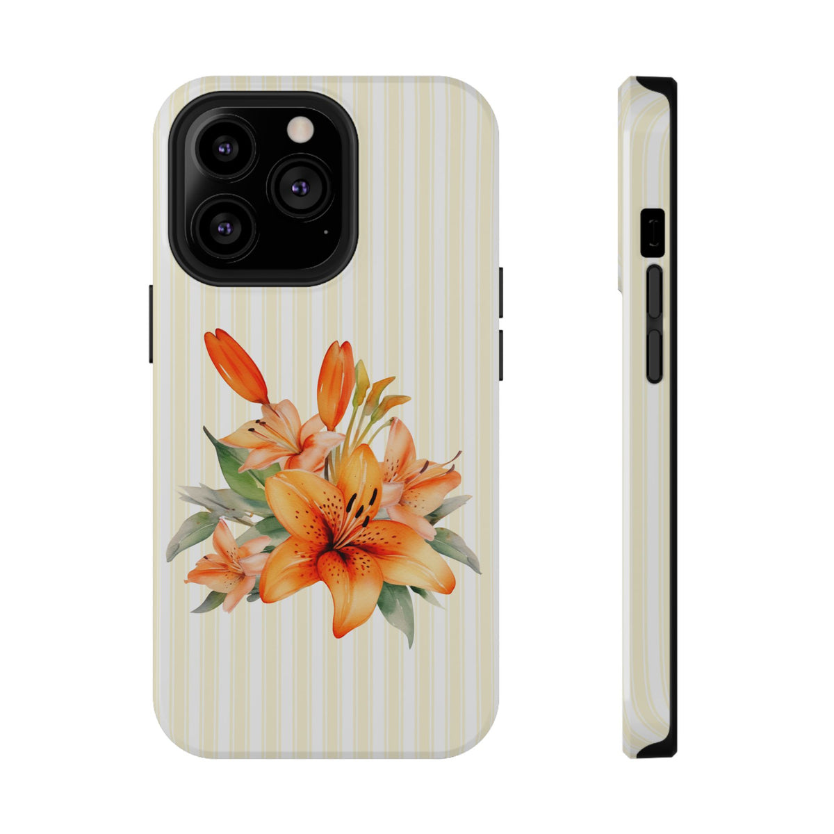 Sunny Lily Stripe protective phone case for iPhone 13 Pro, glossy finish