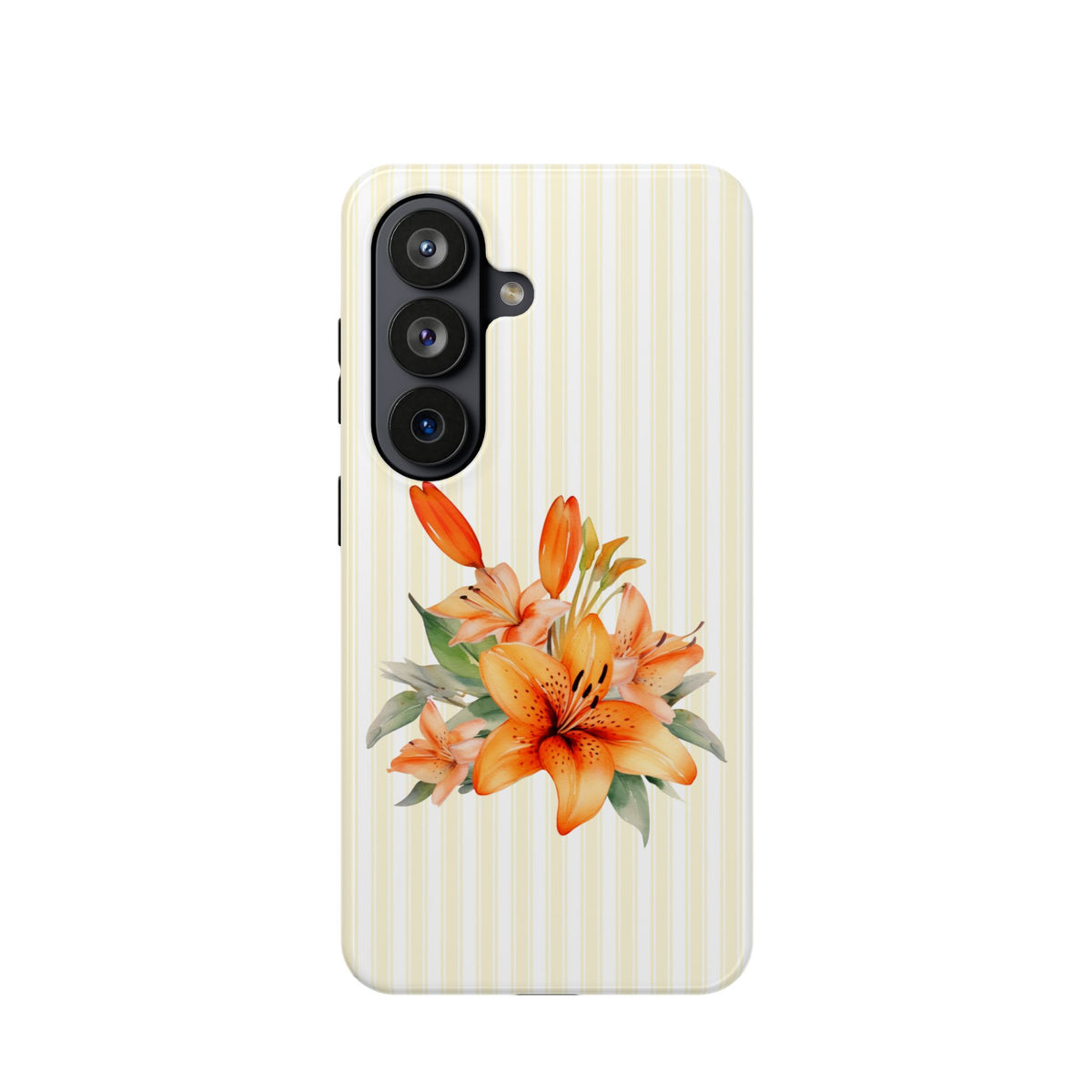 Sunny Lily Stripe protective phone case for Samsung Galaxy S26, glossy finish