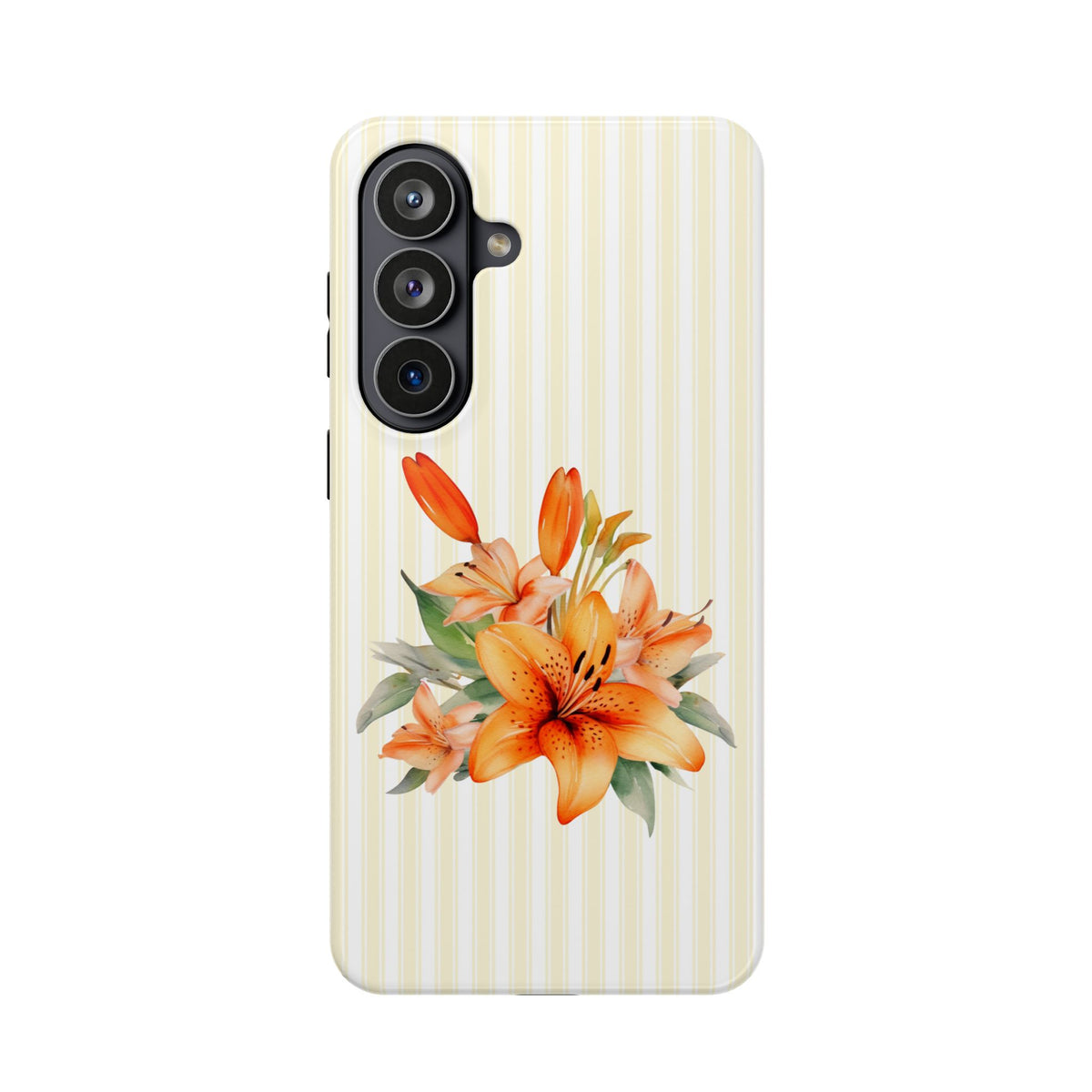 Sunny Lily Stripe protective phone case for Samsung Galaxy S26 Plus, glossy finish