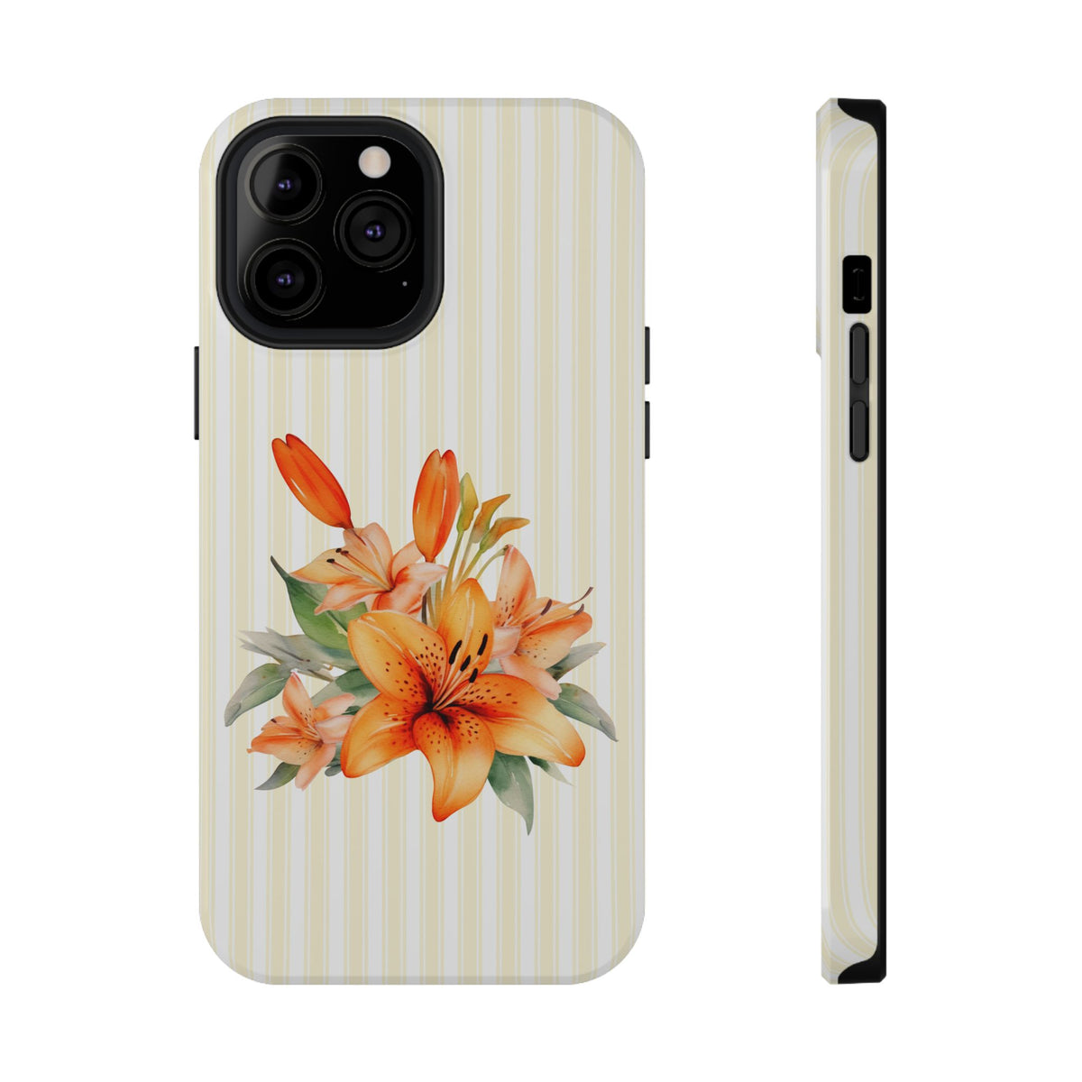 Sunny Lily Stripe protective phone case for iPhone 13 Pro Max, glossy finish
