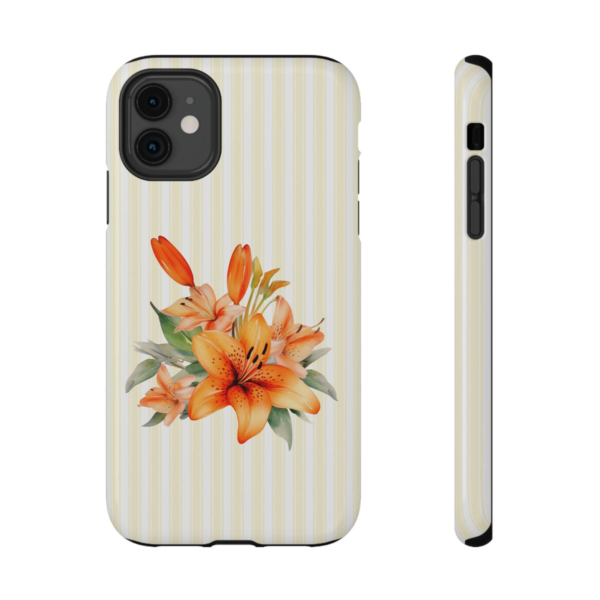 Sunny Lily Stripe protective phone case for iPhone 11, glossy finish