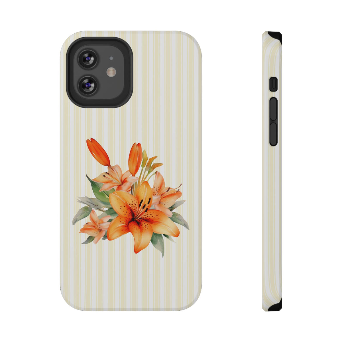 Sunny Lily Stripe protective phone case for iPhone 12, glossy finish