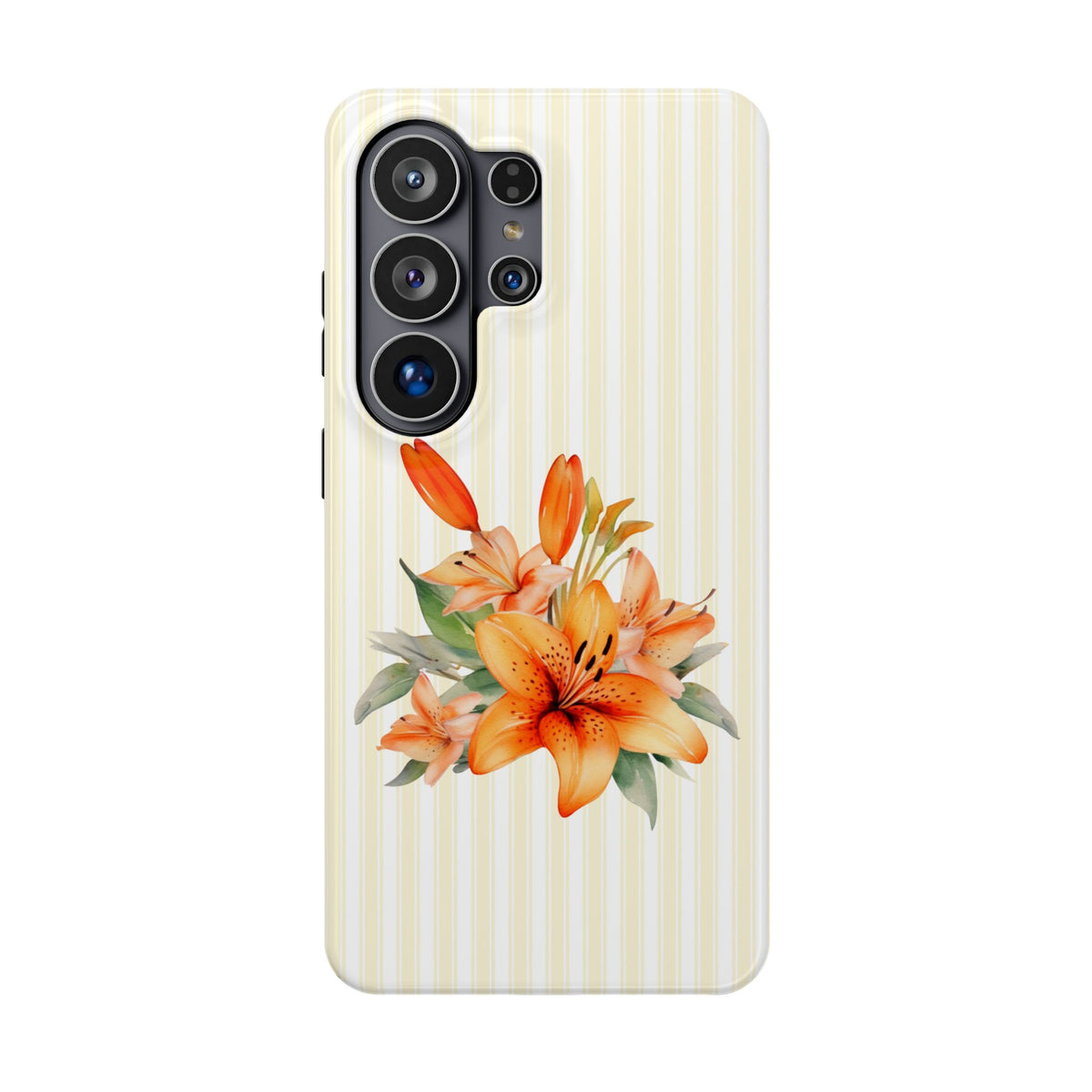 Sunny Lily Stripe MagSafe case for Samsung Galaxy S26 Ultra, glossy finish
