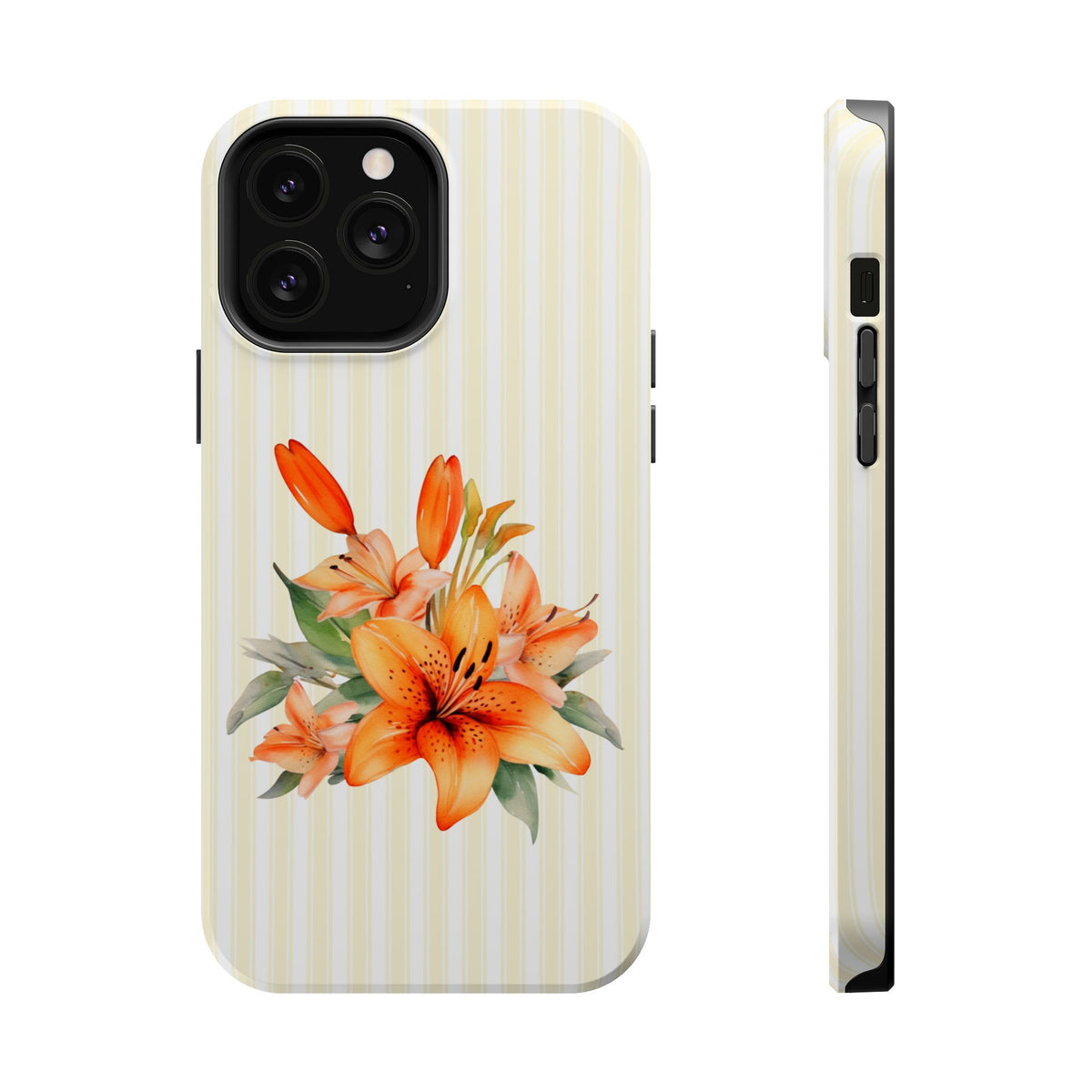 Sunny Lily Stripe MagSafe case for iPhone 13 Pro Max, glossy finish