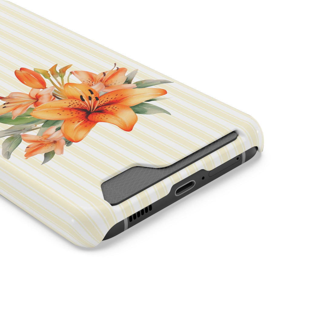 Sunny Lily Stripe phone case with card holder, close-up of the card slot