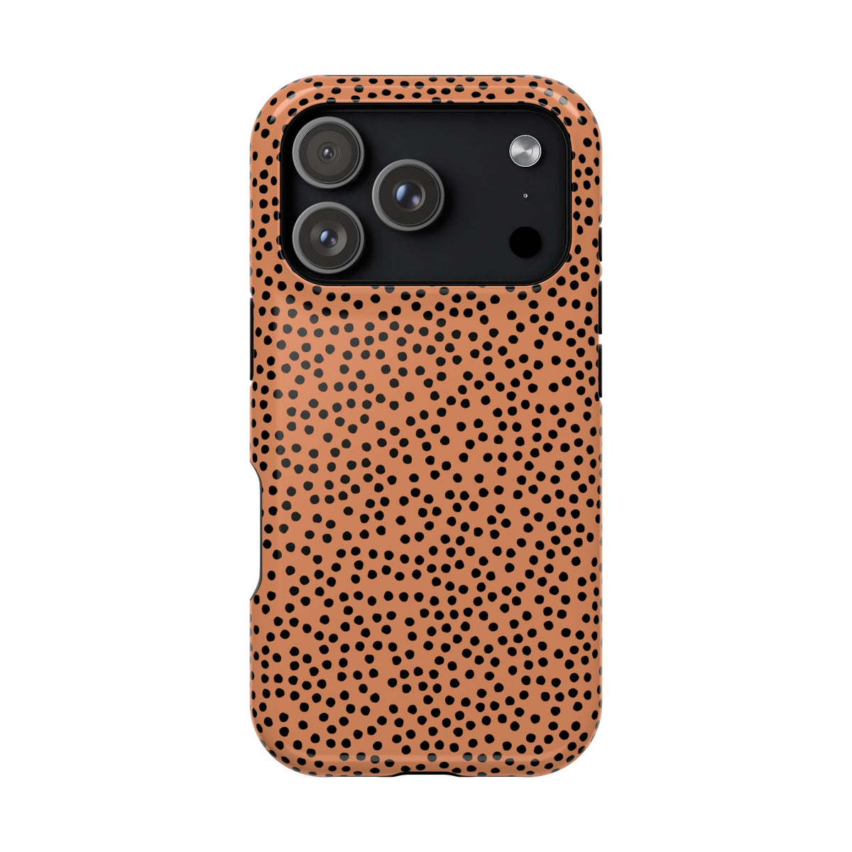 Terracotta Dot protective phone case for iPhone 18 Pro, glossy finish