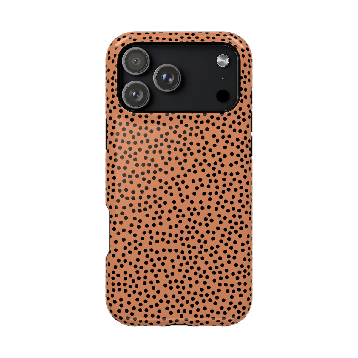 Terracotta Dot protective phone case for iPhone 17 Pro Max, glossy finish