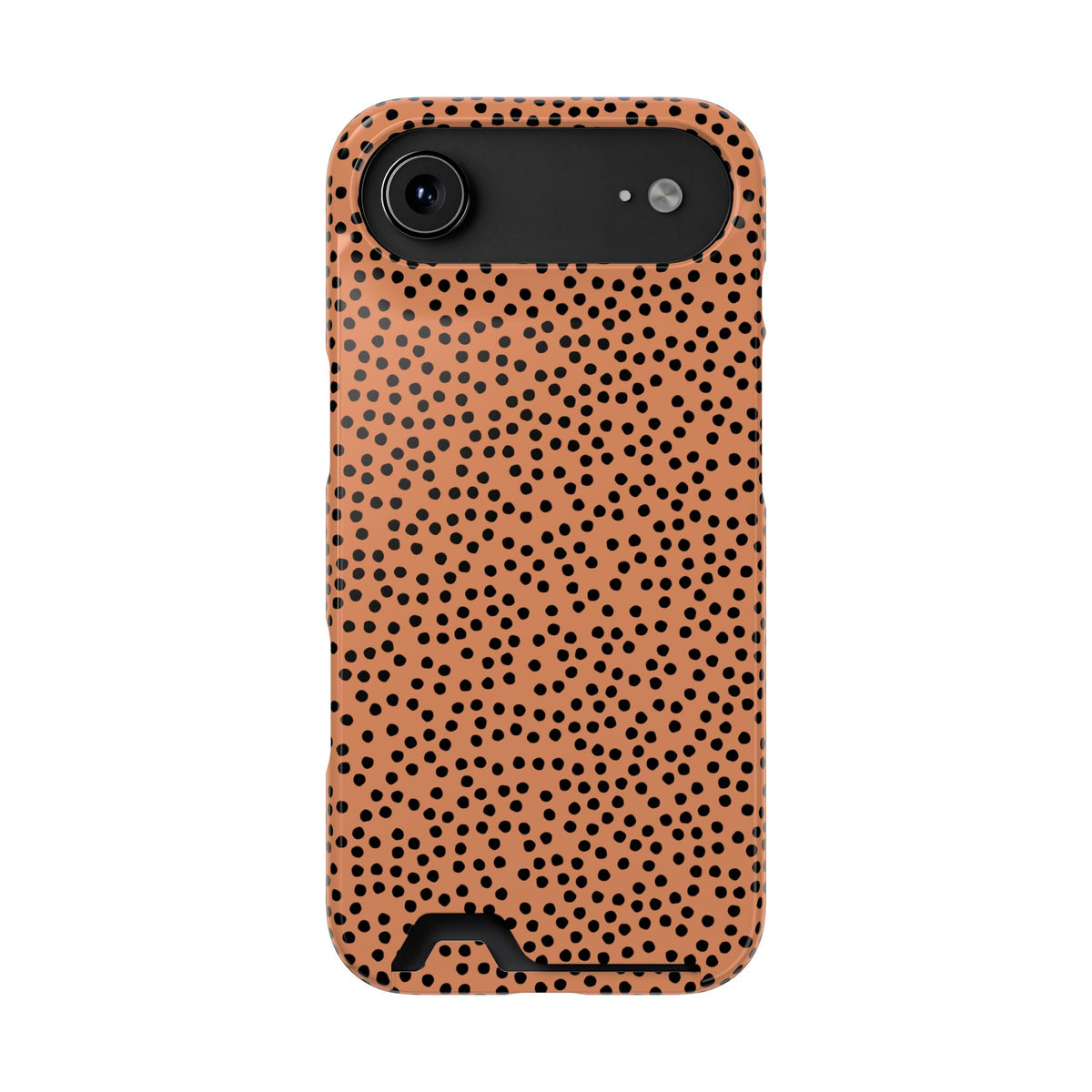 Terracotta Dot phone case with card holder for iPhone 17 Air, glossy finish