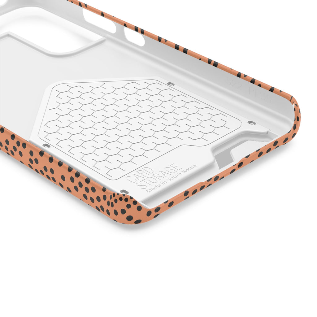 Terracotta Dot phone case with card holder, close-up of the inside