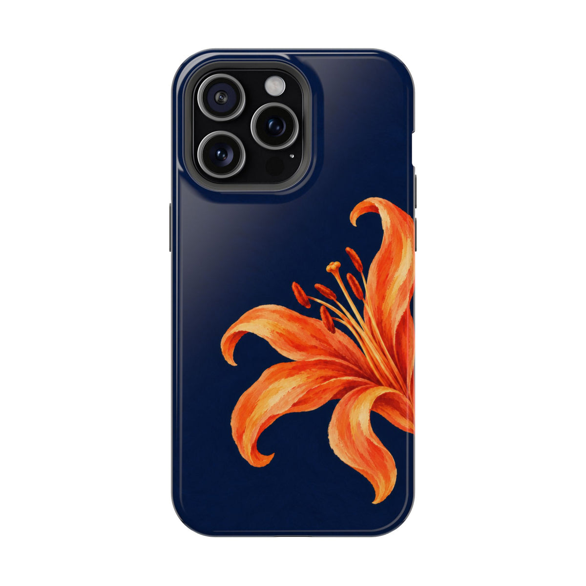 Tiger Lily protective phone case for iPhone 15 Pro Max, glossy finish