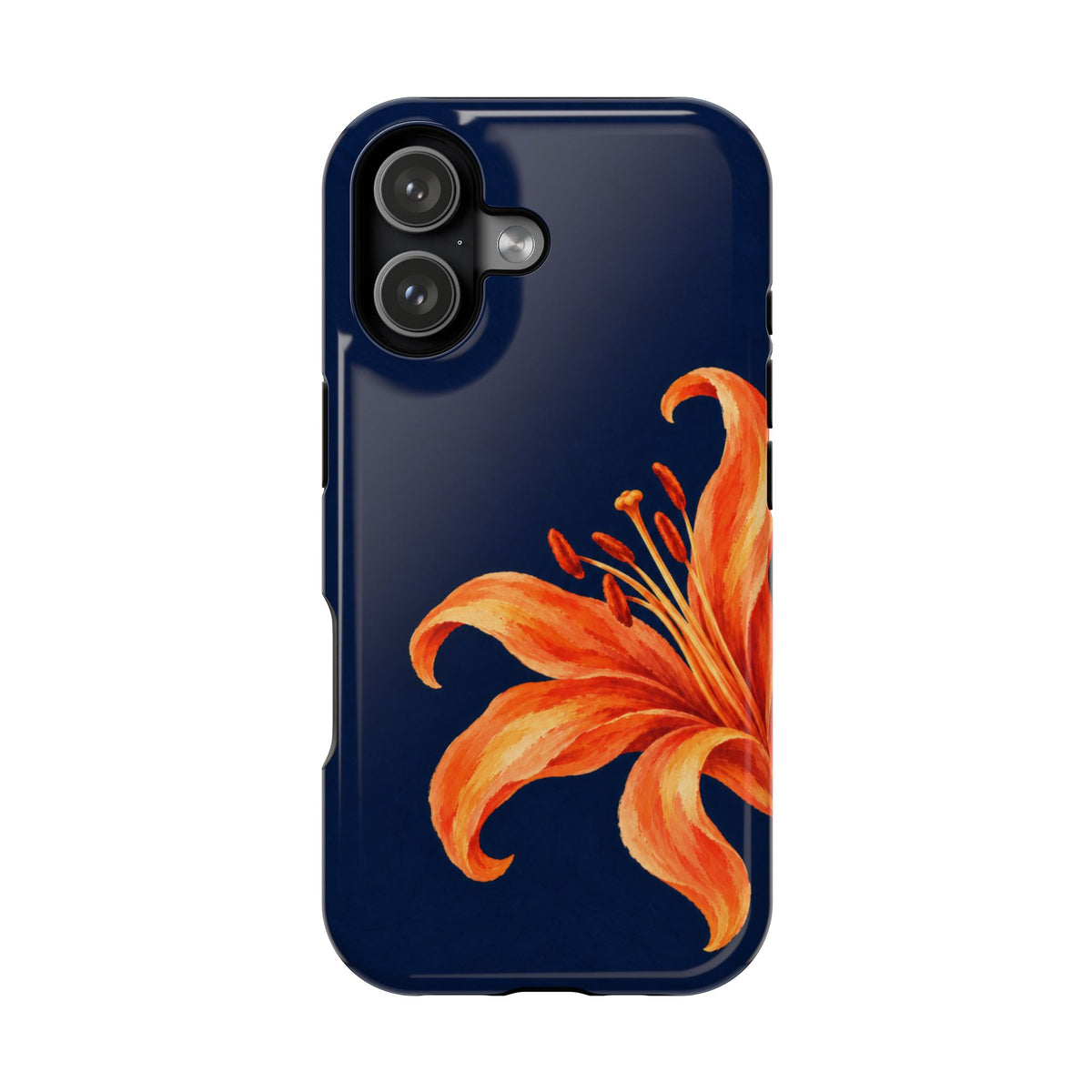 Tiger Lily protective phone case for iPhone 17, glossy finish