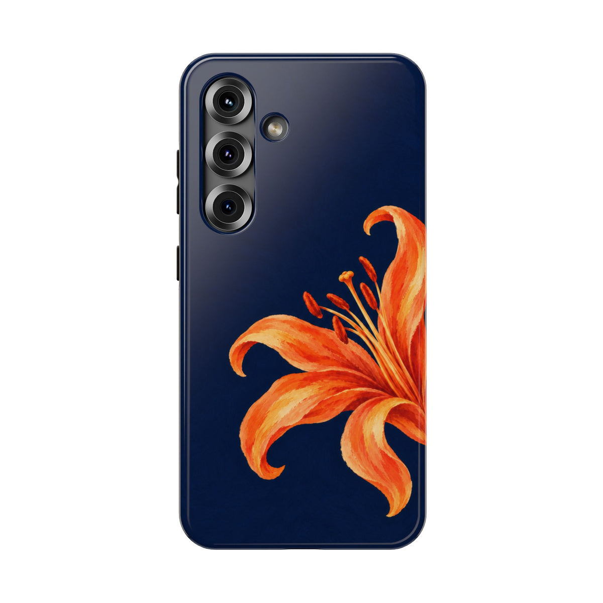 Tiger Lily protective phone case for Samsung Galaxy S25, glossy finish