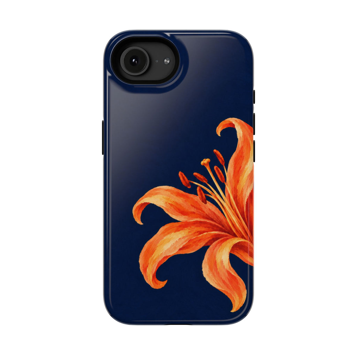 Tiger Lily protective phone case for iPhone 16e, glossy finish