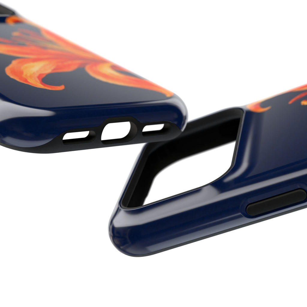 Tiger Lily protective phone case, close-up at an angle