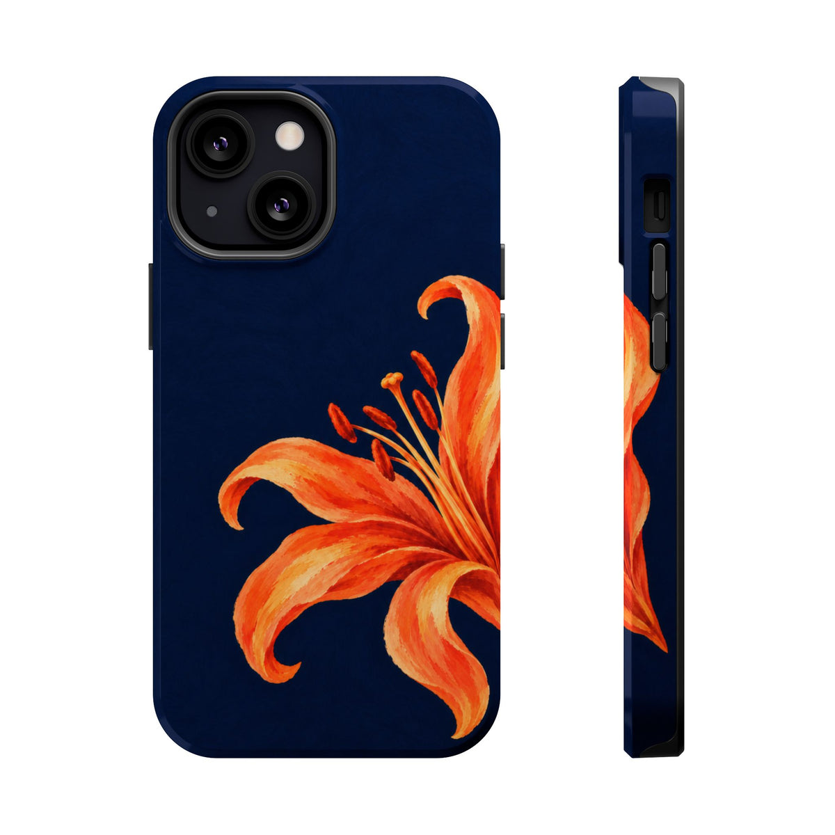 Tiger Lily MagSafe case for iPhone 13 Mini, glossy finish