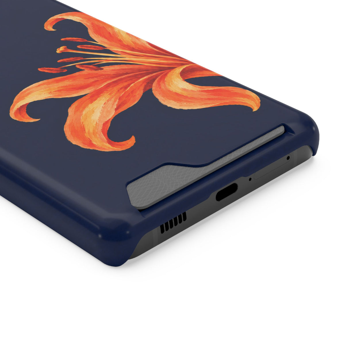 Tiger Lily phone case with card holder for Samsung Galaxy S21 Ultra, glossy finish