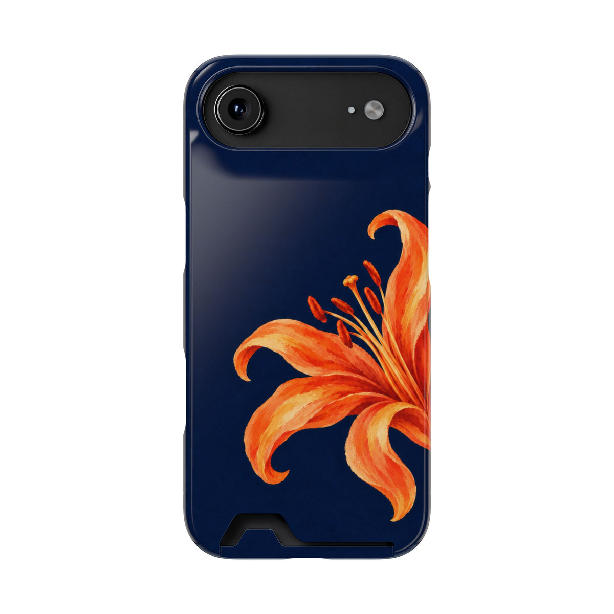 Tiger Lily phone case with card holder for iPhone 17 Air, glossy finish