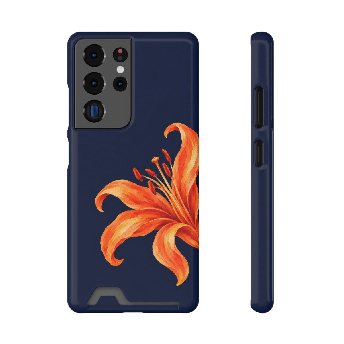 Tiger Lily phone case with card holder for Samsung Galaxy S22 Plus, glossy finish