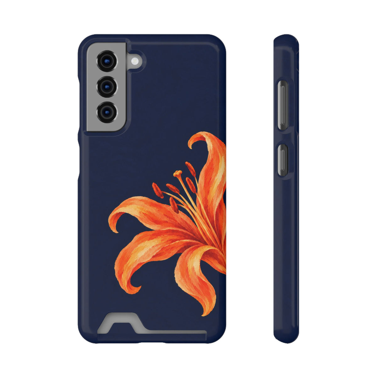 Tiger Lily phone case with card holder for Samsung Galaxy S21, glossy finish