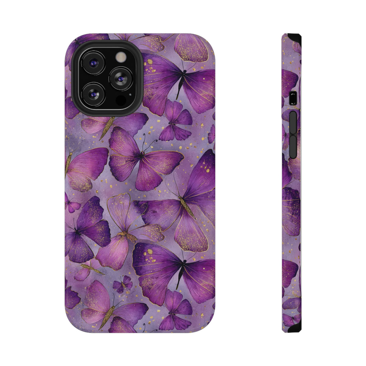 Violet Butterfly protective phone case for iPhone 12 Pro Max, glossy finish