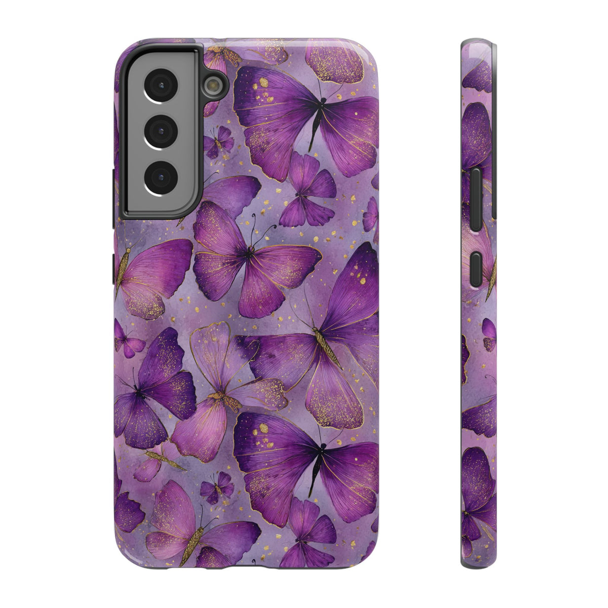 Violet Butterfly protective phone case for Samsung Galaxy S22 Plus, glossy finish