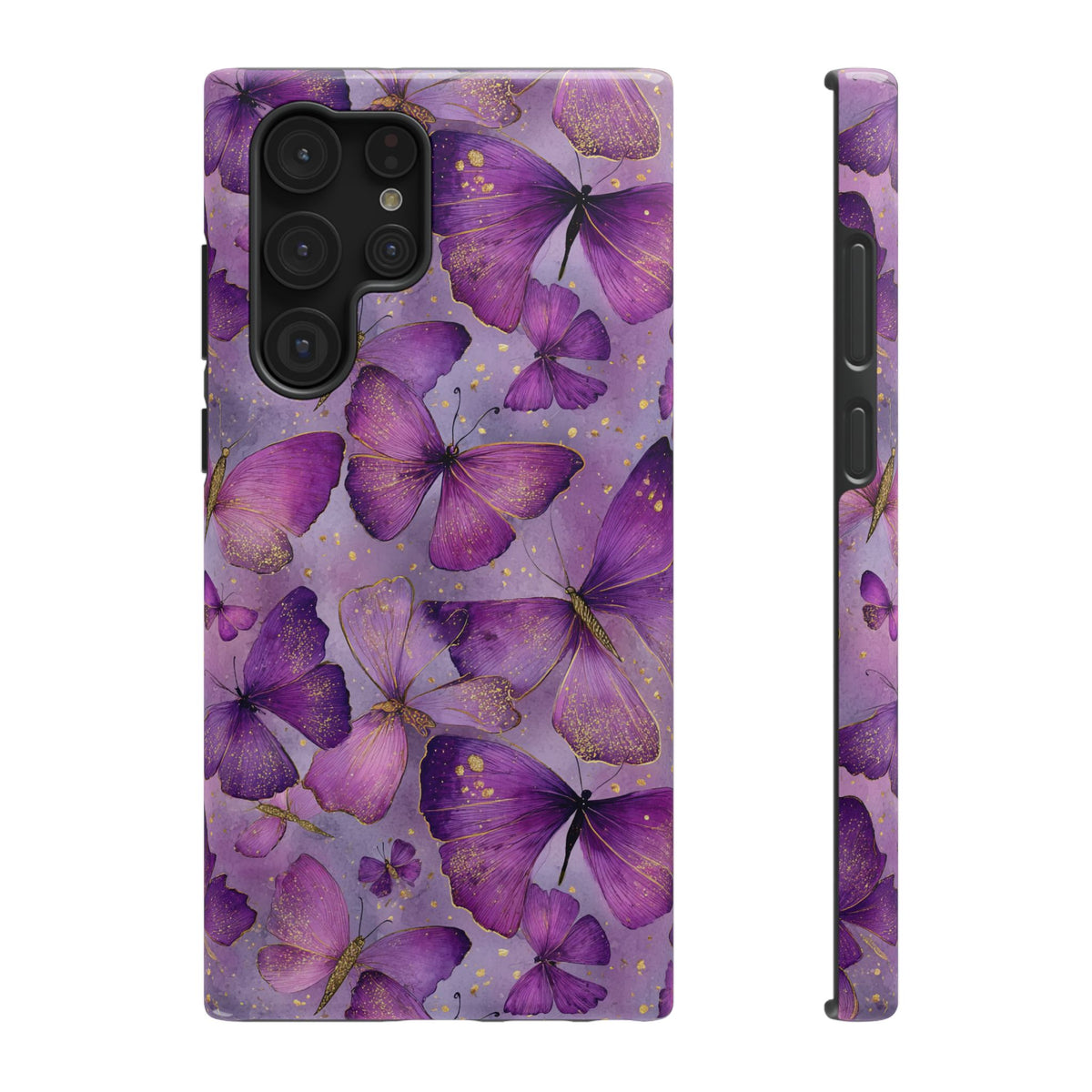 Violet Butterfly protective phone case for Samsung Galaxy S22 Ultra, glossy finish