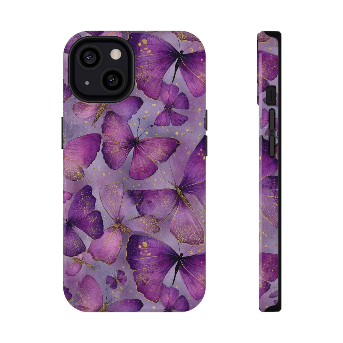 Violet Butterfly protective phone case for iPhone 13, glossy finish