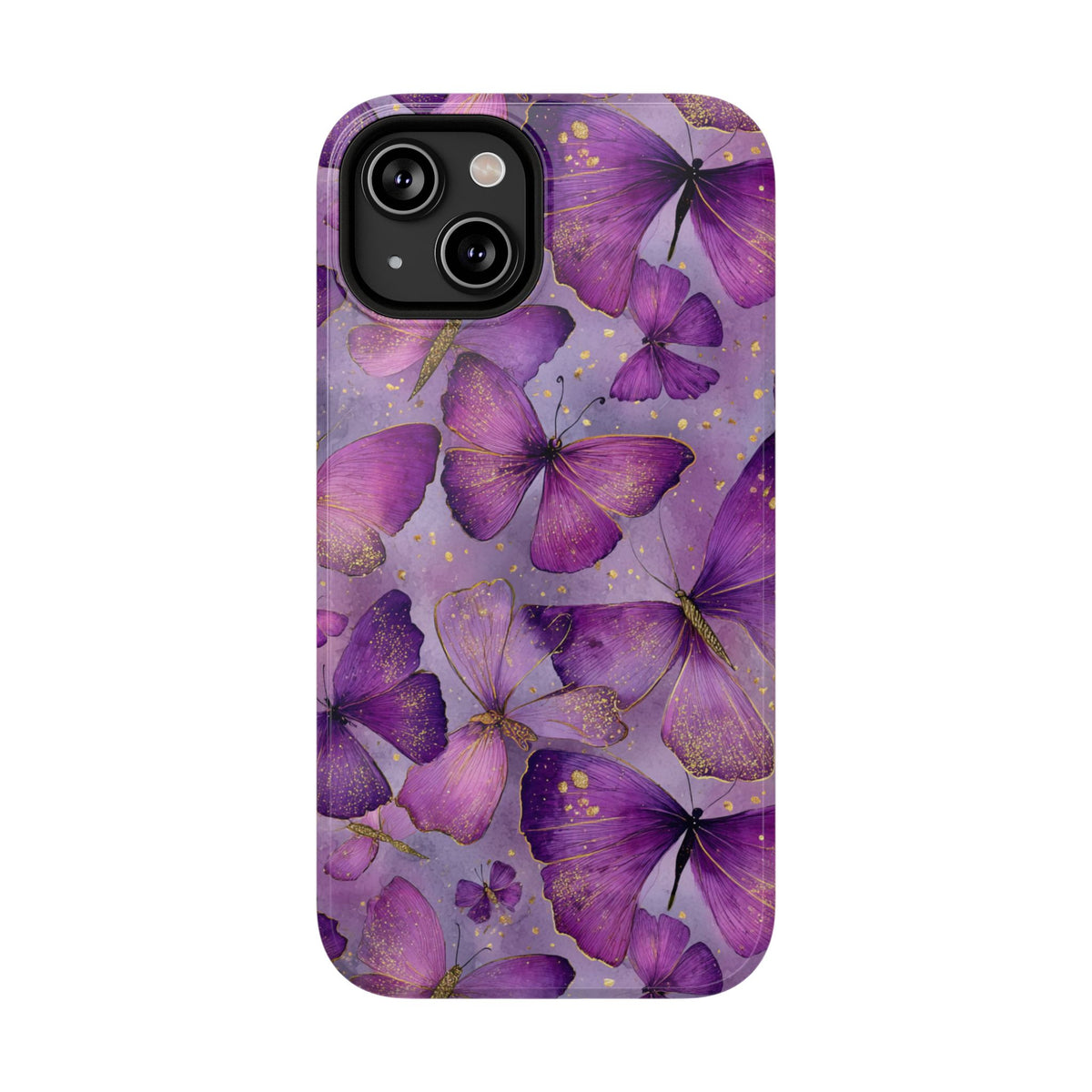 Violet Butterfly protective phone case for iPhone 14, glossy finish