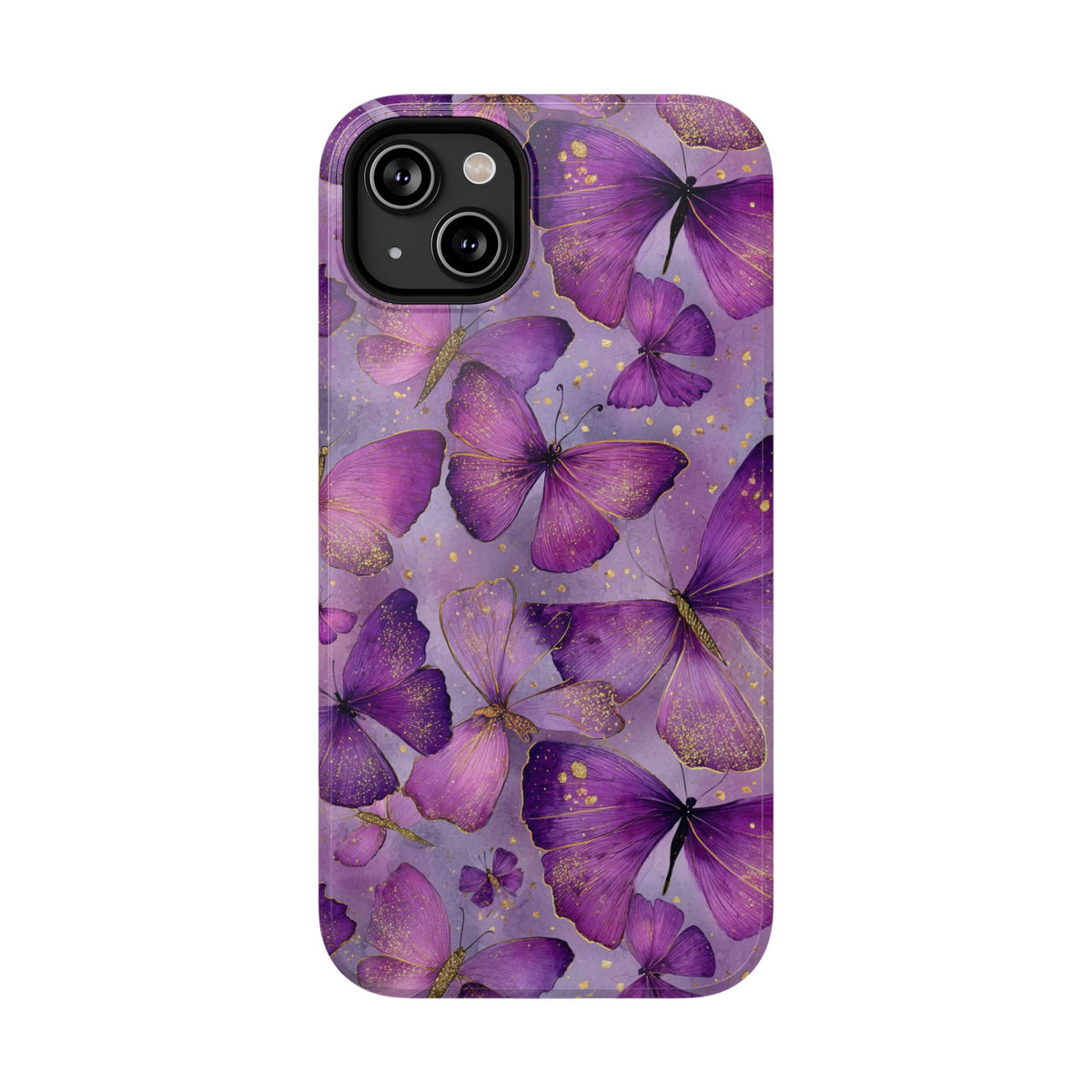 Violet Butterfly protective phone case for iPhone 14 Plus, glossy finish