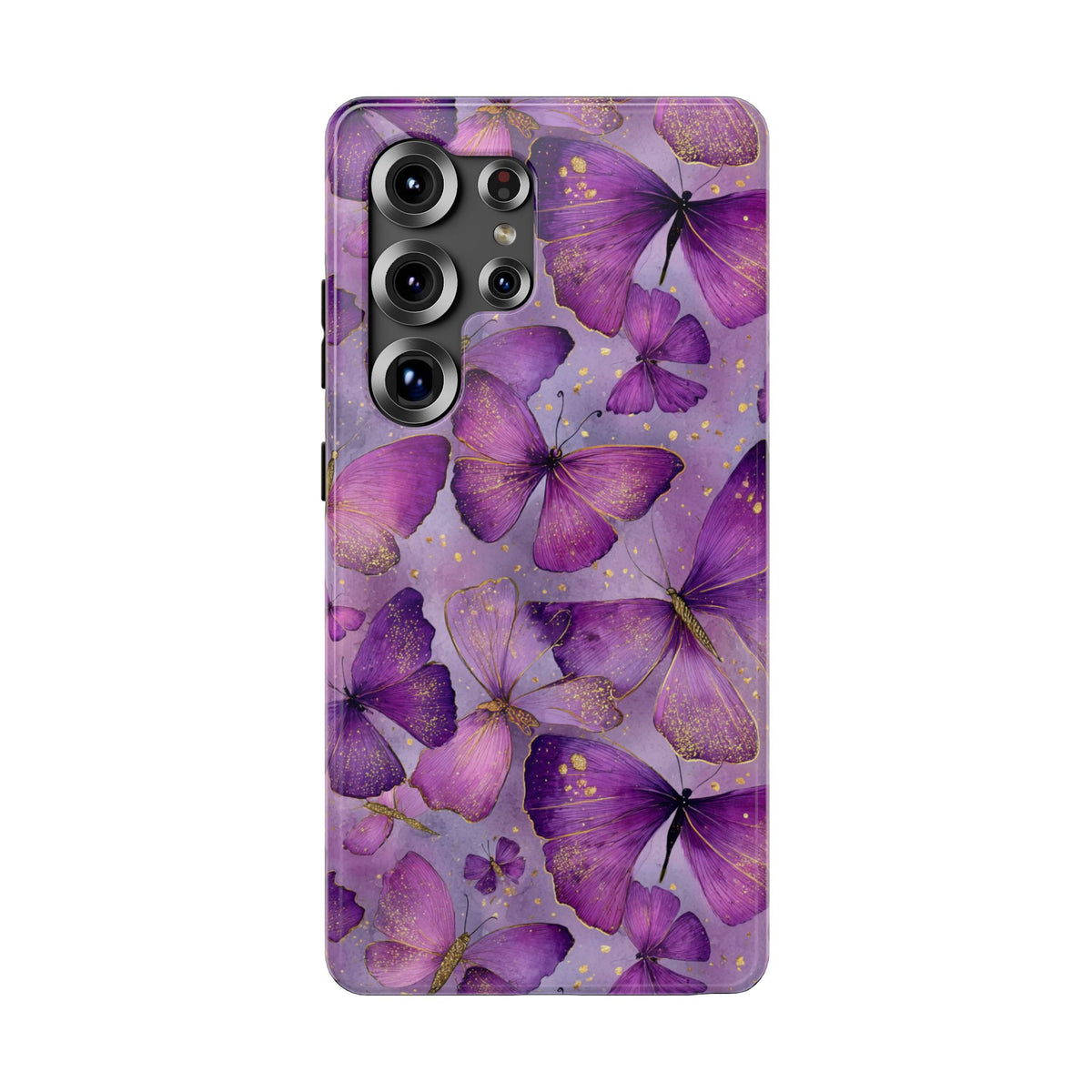 Violet Butterfly protective phone case for Samsung Galaxy S25 Ultra, glossy finish