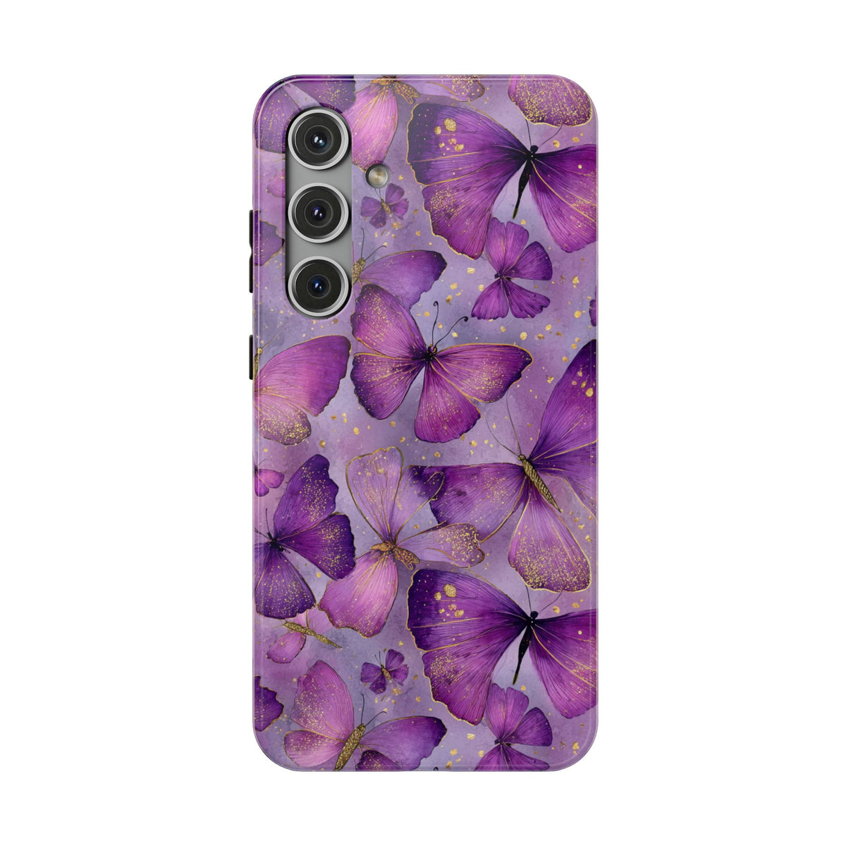 Violet Butterfly protective phone case for Samsung Galaxy S24 Plus, glossy finish