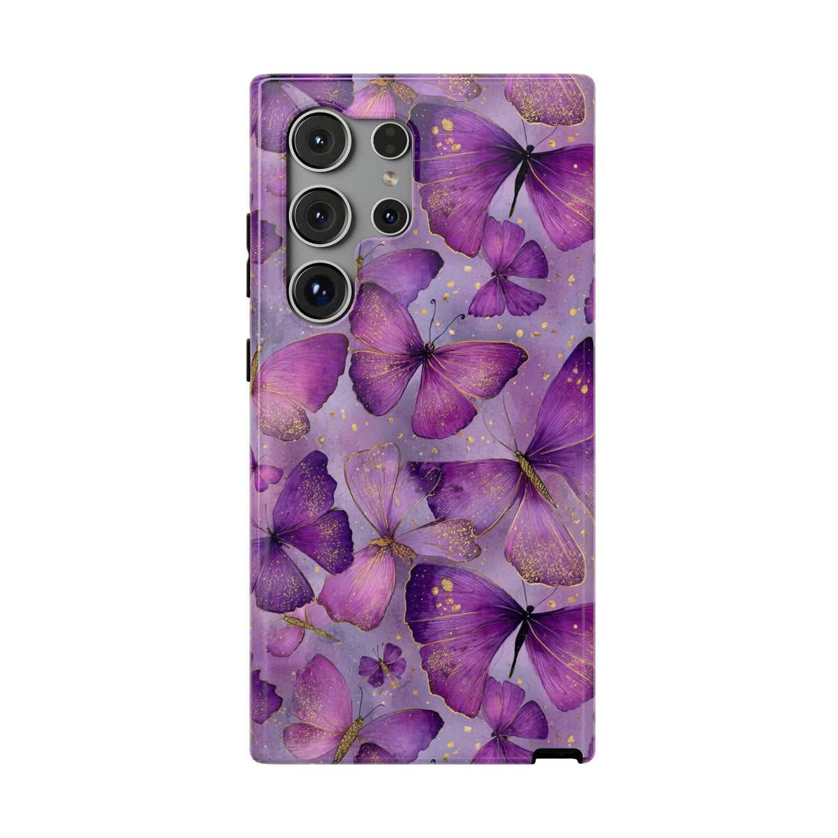 Violet Butterfly protective phone case for Samsung Galaxy S24 Ultra, glossy finish